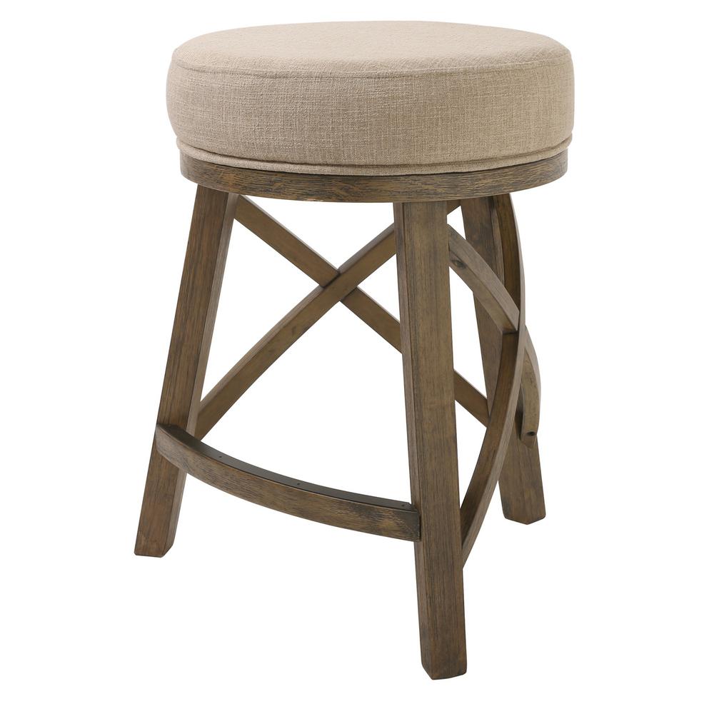 Counter Height Round 3 Leg Swivel Counter Stool with Cream Fabric - 380058. Picture 1