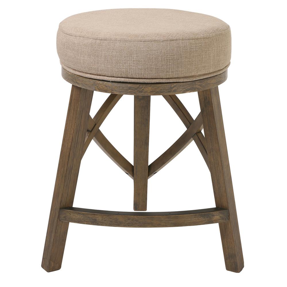Counter Height Round 3 Leg Swivel Counter Stool with Cream Fabric - 380058. Picture 2