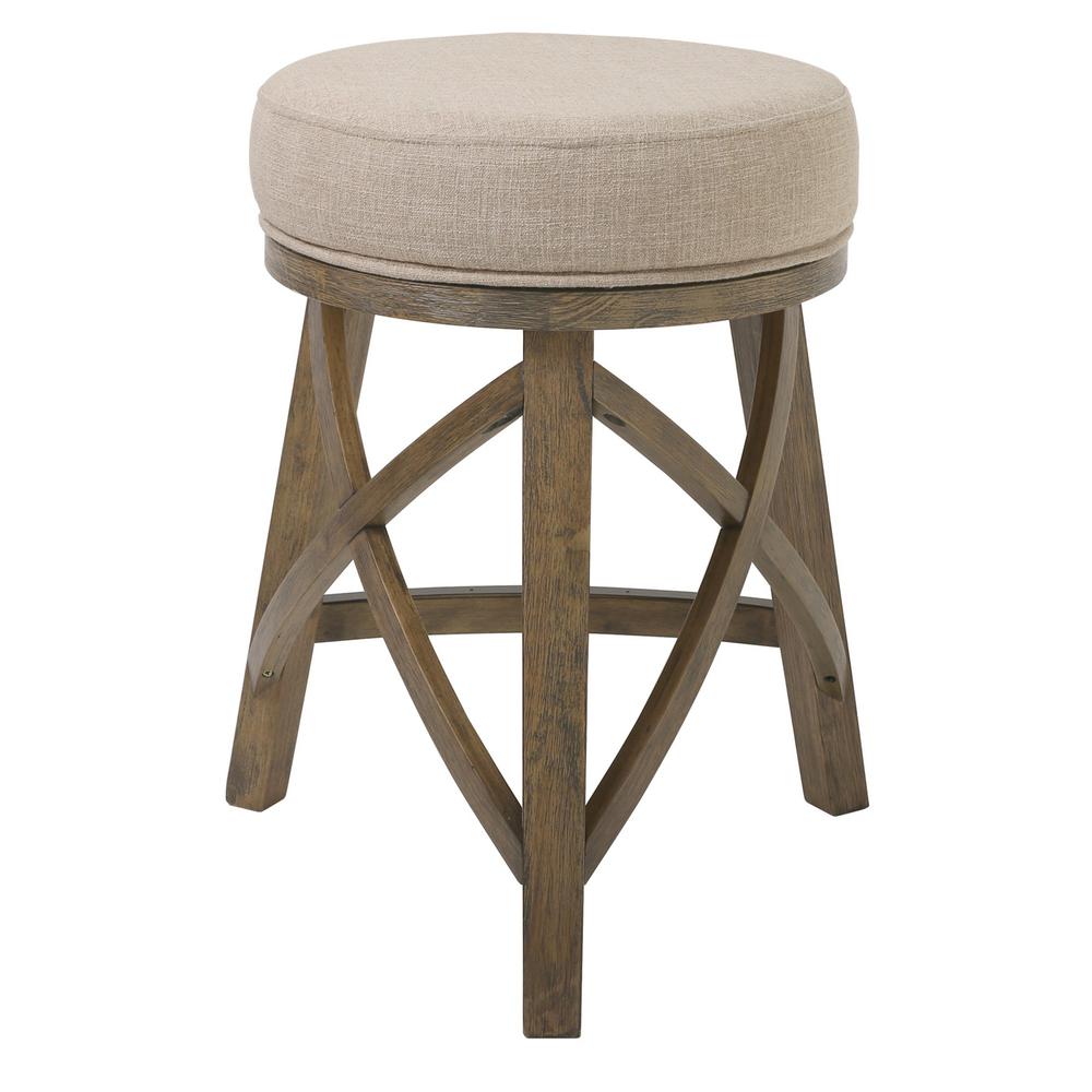 Counter Height Round 3 Leg Swivel Counter Stool with Cream Fabric - 380058. Picture 3
