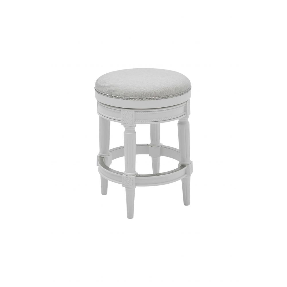 Counter Height Round Counter Stool in Alabaster White Fabric - 380063. The main picture.