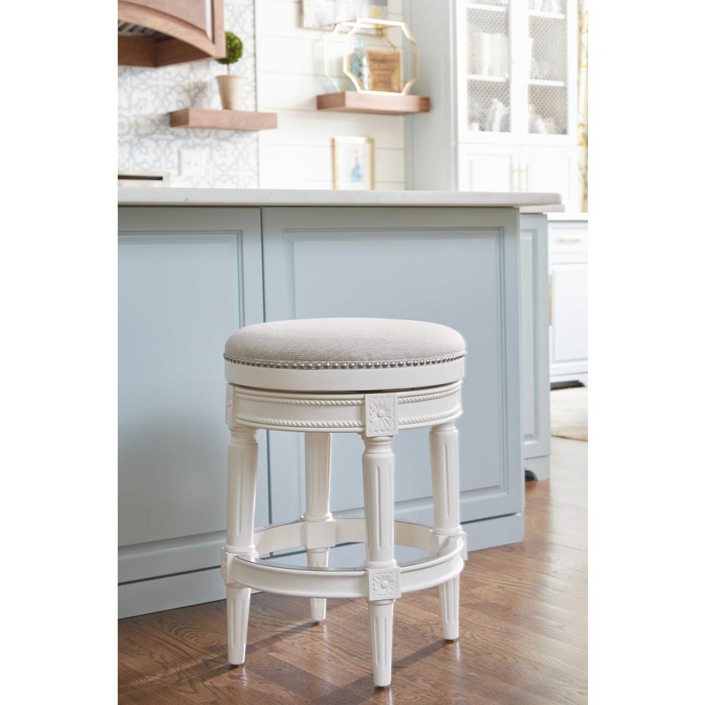Counter Height Round Counter Stool in Alabaster White Fabric - 380063. Picture 5