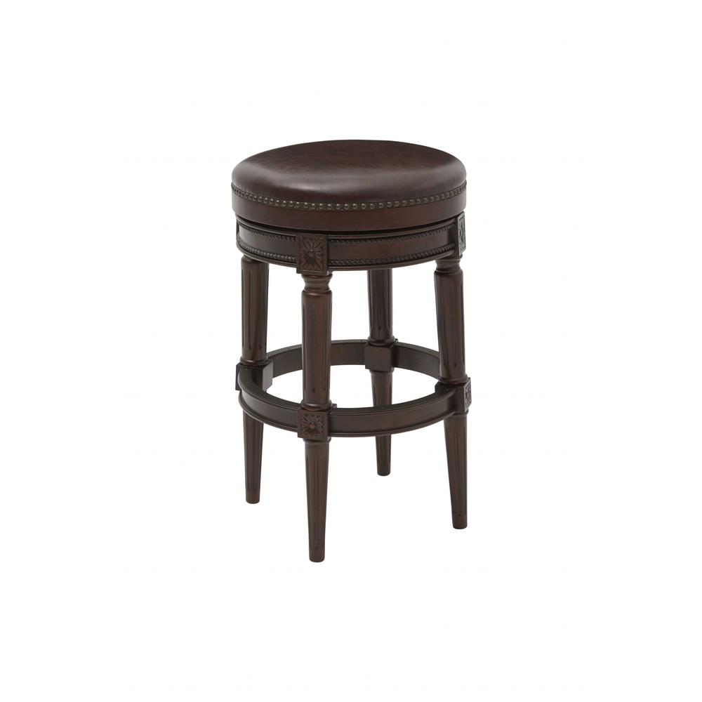 Distressed Walnut Finished Bar Height Round  Stool - 380065. Picture 1
