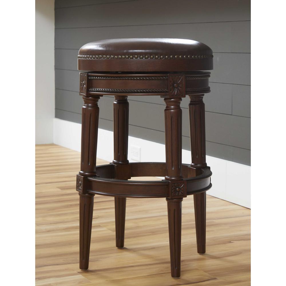 Distressed Walnut Finished Bar Height Round  Stool - 380065. Picture 3