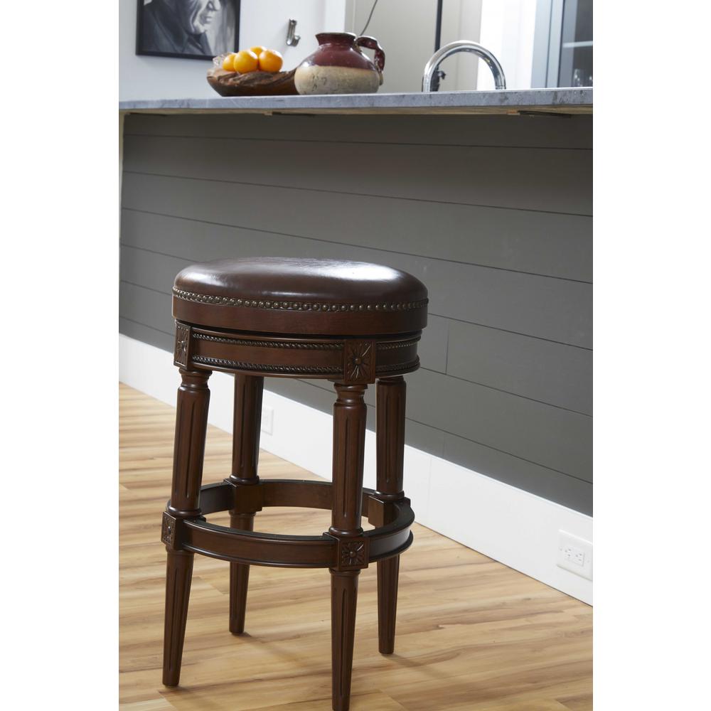 Distressed Walnut Finished Bar Height Round  Stool - 380065. Picture 4
