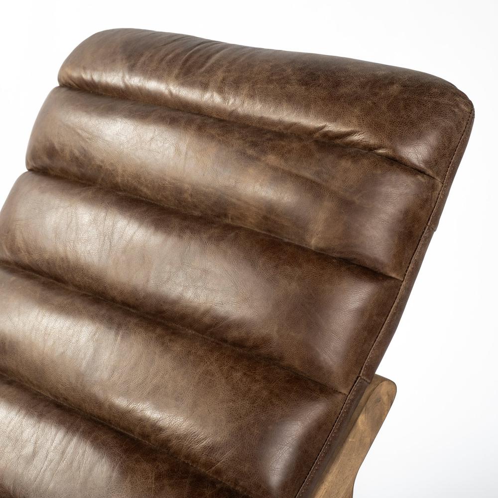 Modern Brown Genuine Leather Chaise Lounge Chair With Solid Wood Frame And Base - 380185. Picture 6