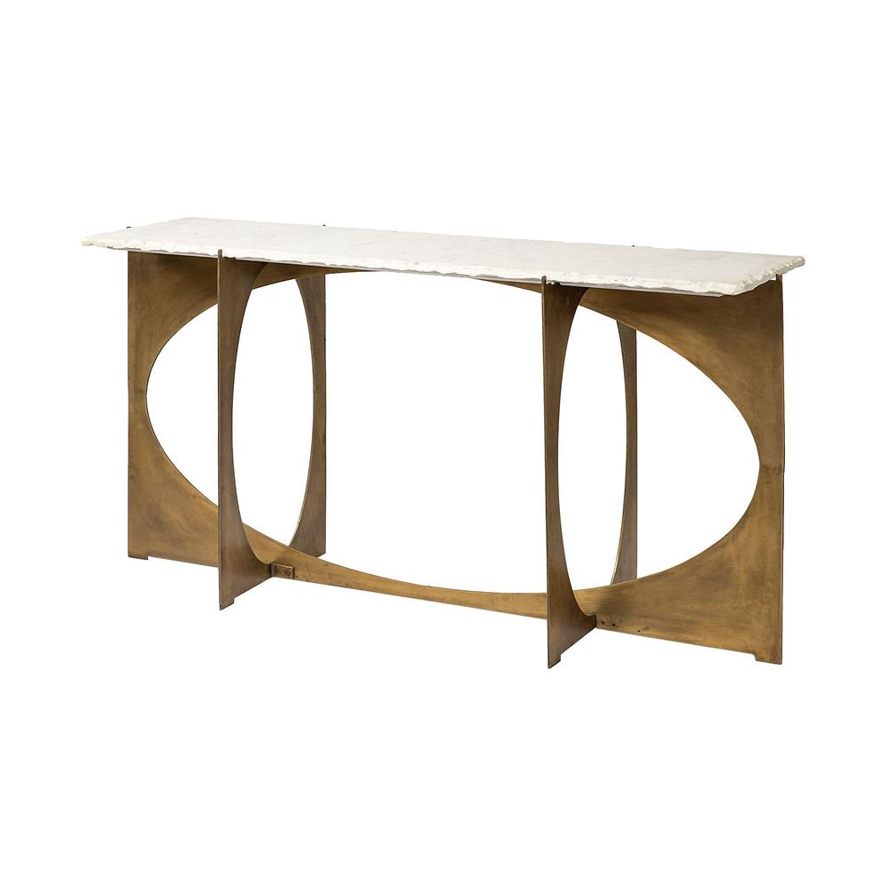 Rectangular White Marble Console Table With Gold Metal Base - 380187. Picture 1