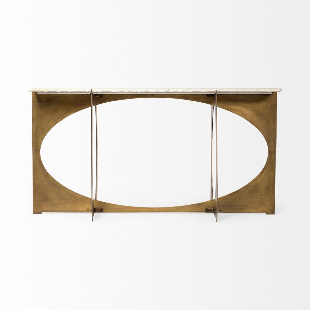 Rectangular White Marble Console Table With Gold Metal Base - 380187. Picture 2