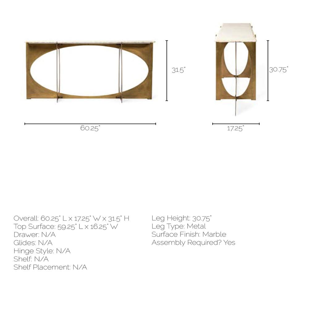 Rectangular White Marble Console Table With Gold Metal Base - 380187. Picture 7
