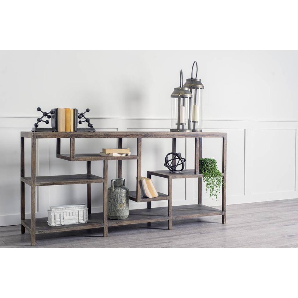 Solid Mango Wood Finish Console Table With Multi Level Shelf - 380191. Picture 6