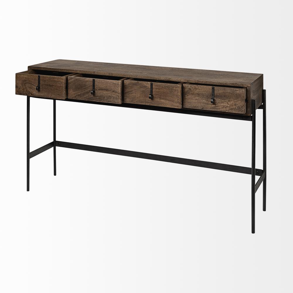 Rectangular Mango Wood Finish Console Table With 4 Drawers - 380193. Picture 5