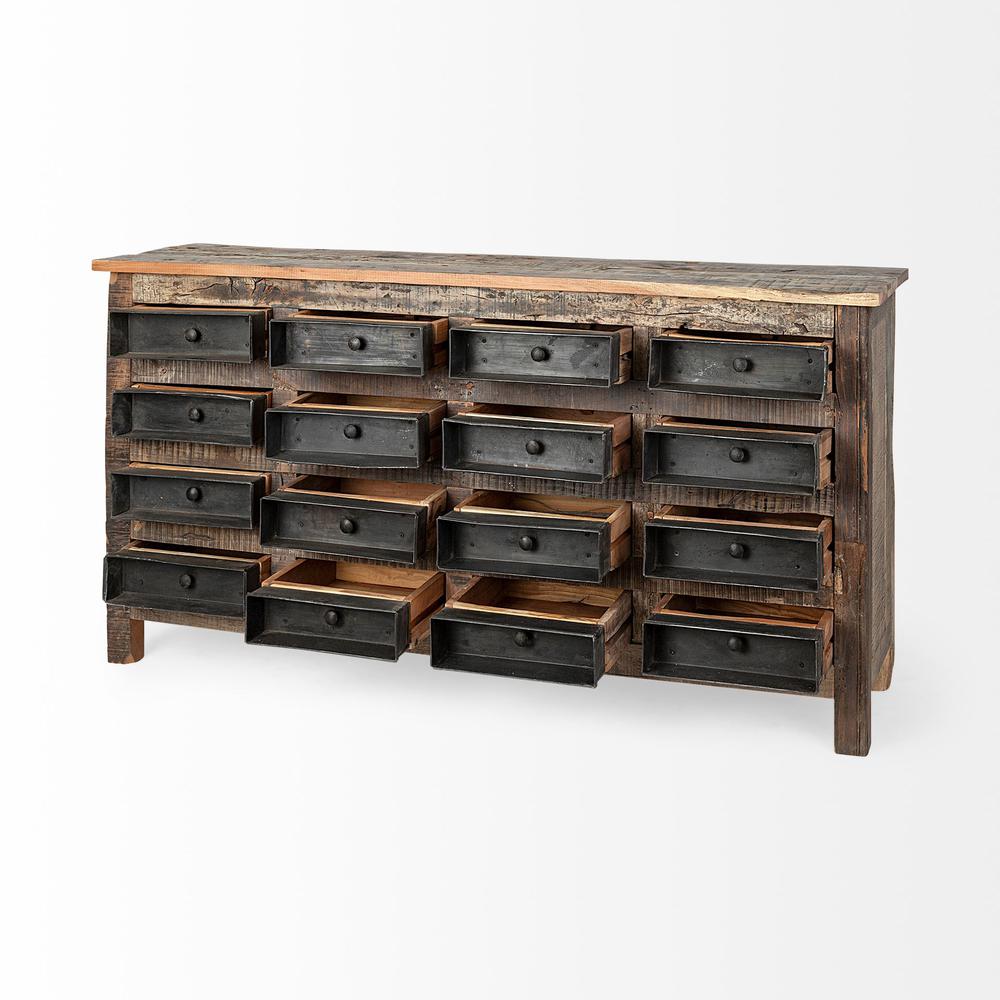 Brown Reclaimed Hardwood Sideboard With 16 Pull Out Drawers - 380207. Picture 3