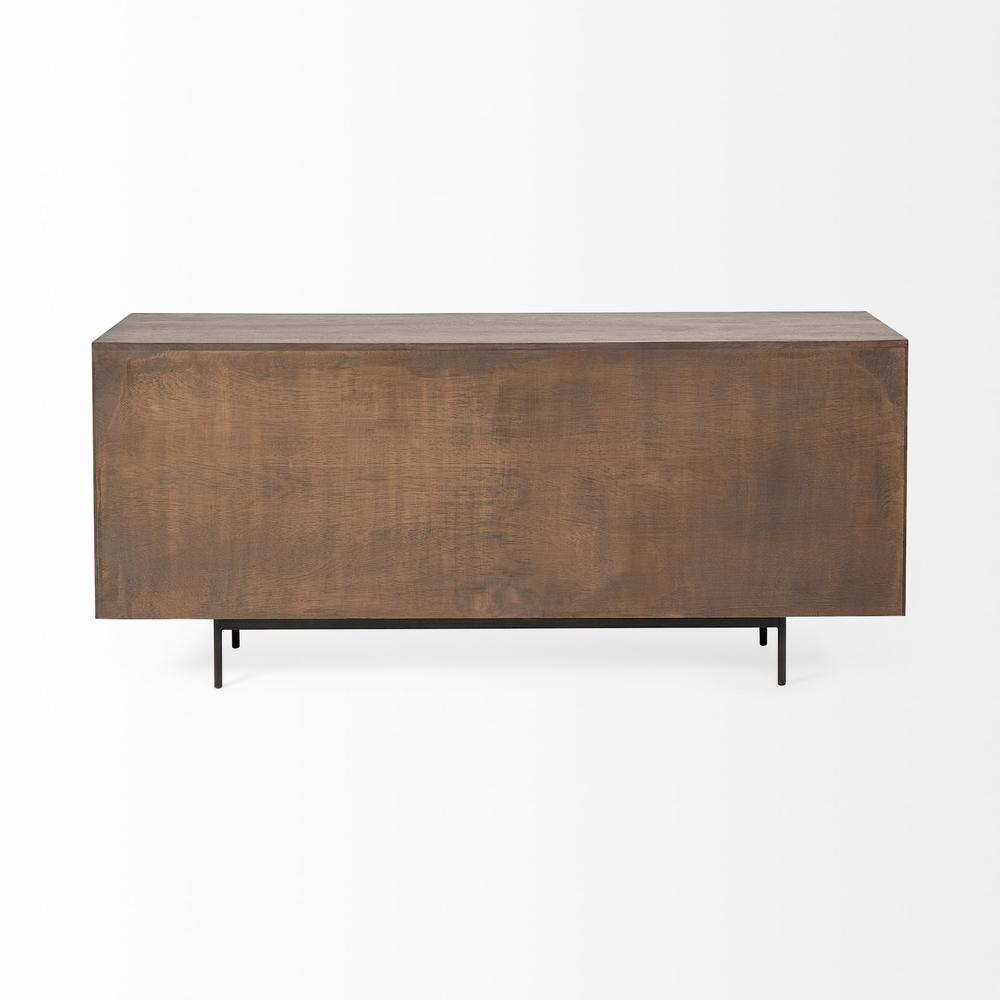 Medium Brown Solid Mango Wood Finish Sideboard With 6 Easy Sliding Drawers - 380212. Picture 3