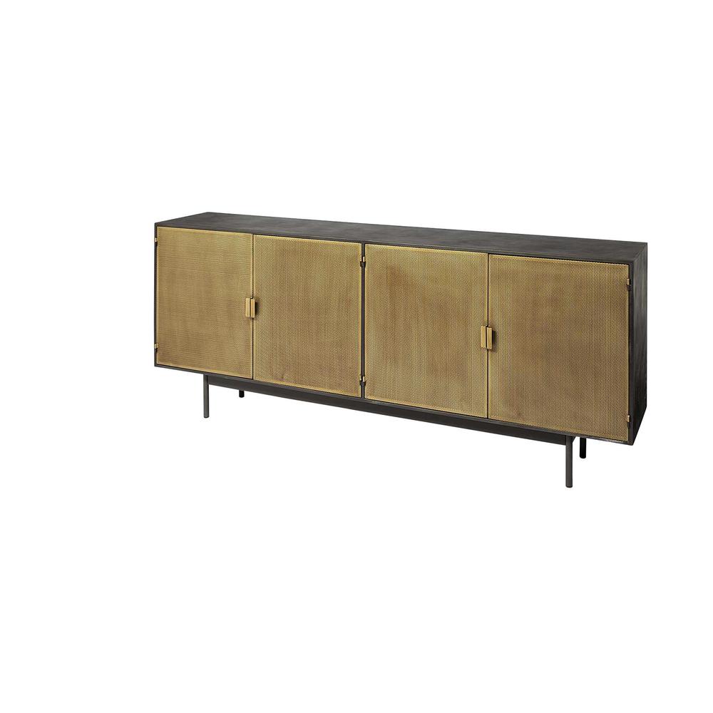 Dark Brown Mango Wood Finish Sideboard With 4 Cabinet Doors - 380213. Picture 1