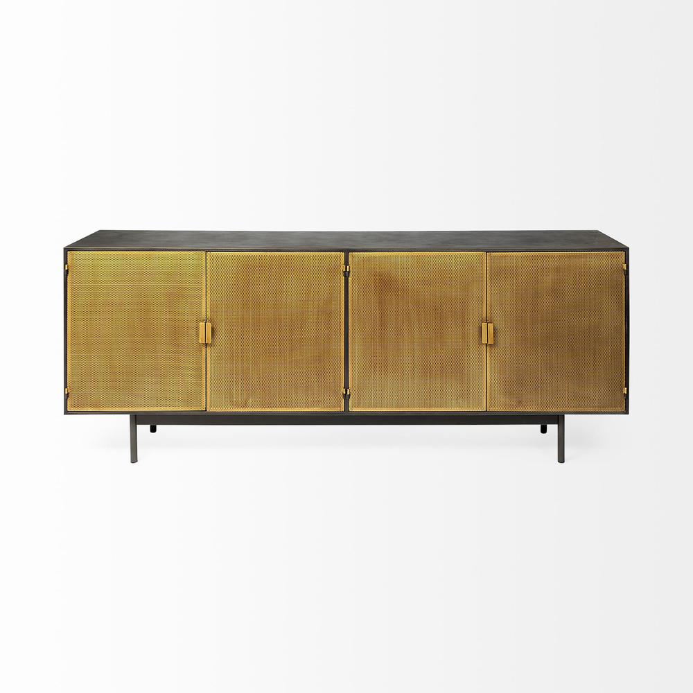 Dark Brown Mango Wood Finish Sideboard With 4 Cabinet Doors - 380213. Picture 2