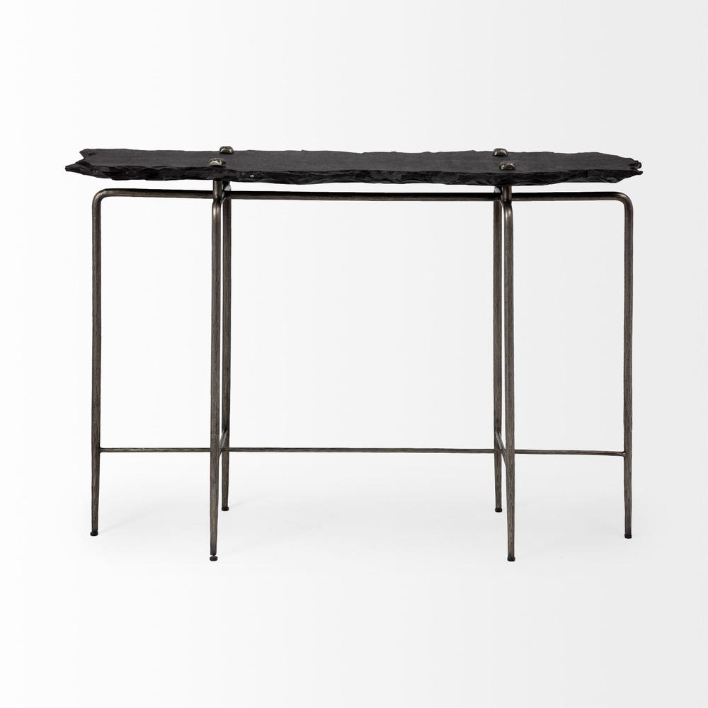 Black Slate Console Table With Iron Base - 380219. Picture 2