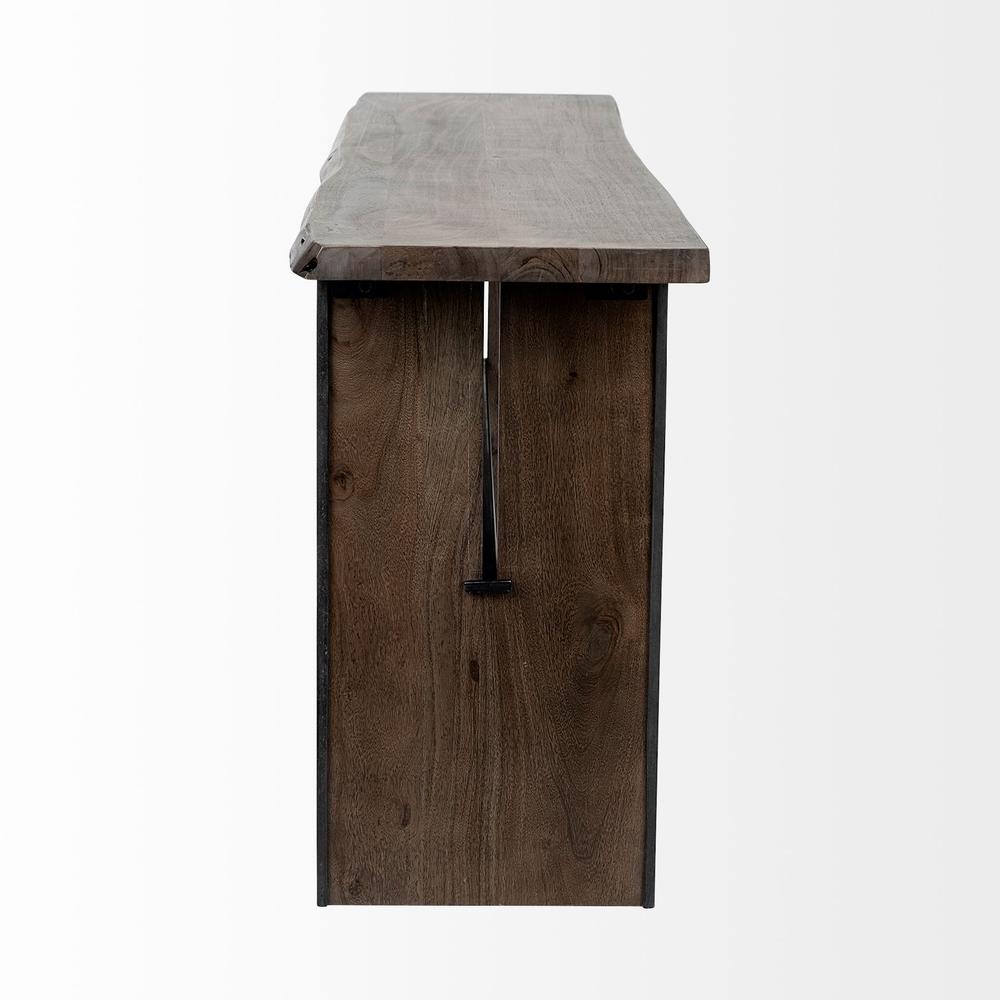 Rectangular Medium Brown Live Edge Mango Wood Console Table With Plank Like Legs - 380222. Picture 3