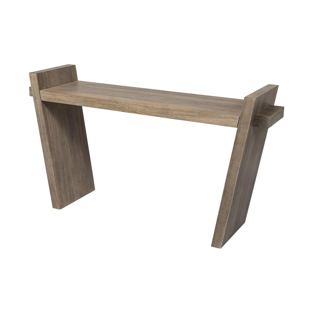 Medium Brown Solid Mango Wood Finish Console Table With Slanted Base Design - 380236. Picture 1