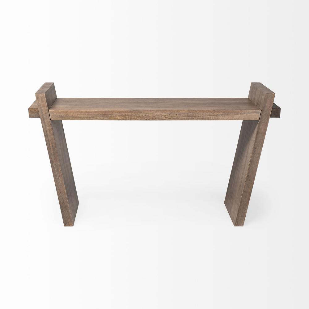Medium Brown Solid Mango Wood Finish Console Table With Slanted Base Design - 380236. Picture 2