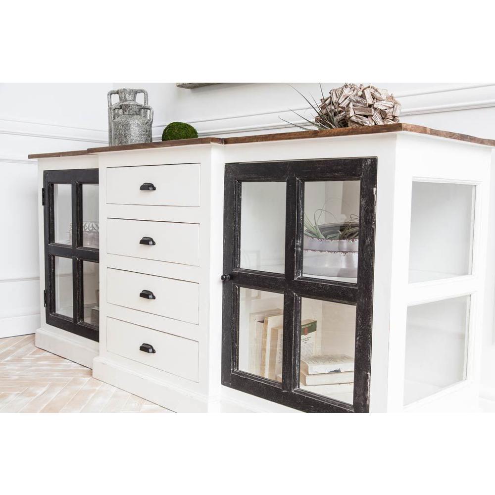 White And Black Solid Mango Wood Frame Sideboard With 4 Drawers And 4 Shelves - 380254. Picture 5