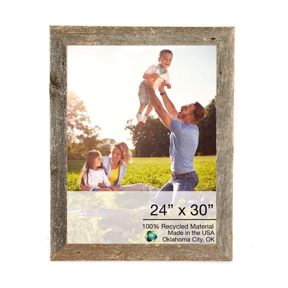 24 x 30 Natural Weathered Grey Picture Frame with Plexiglass Holder - 380260. Picture 1