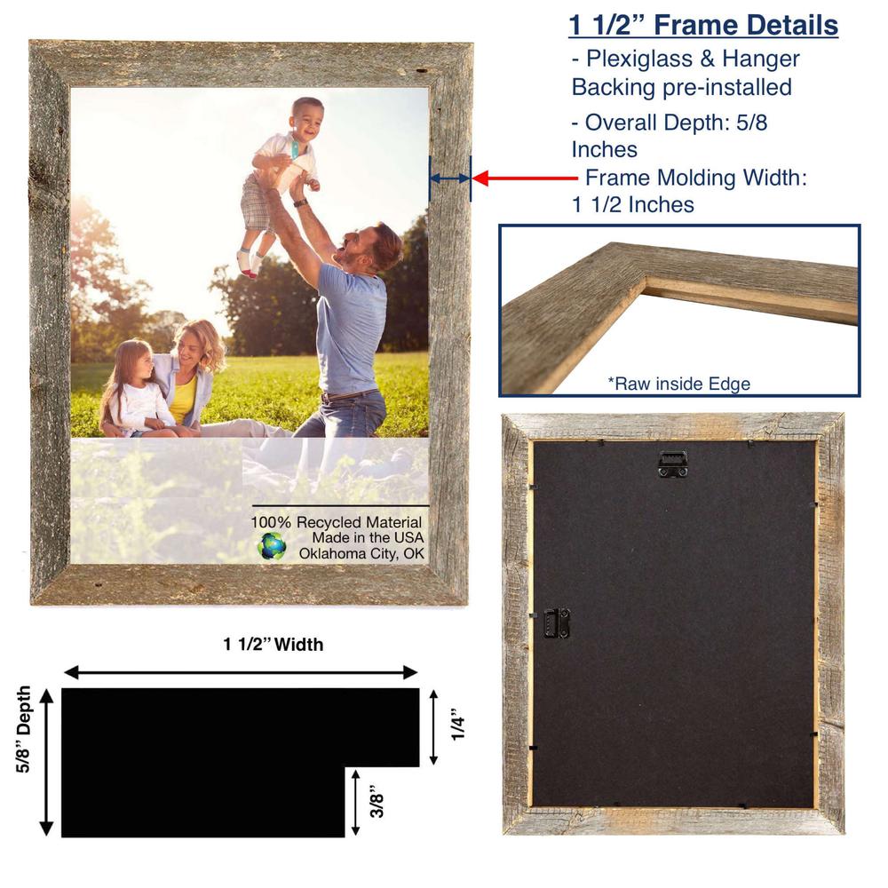 24x36 Natural Weathered Grey Picture Frame with Plexiglass Holder - 380262. Picture 5