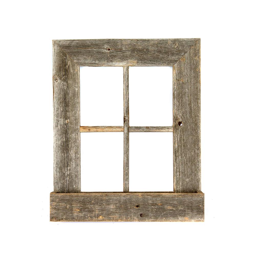 22x18 Rustic Weatered Grey Window Frame with Planter - 380266. Picture 2