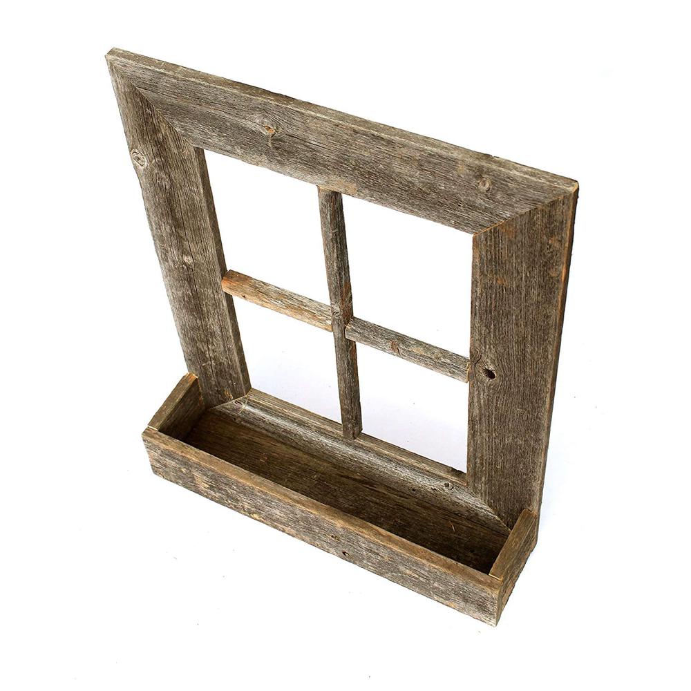 22x18 Rustic Weatered Grey Window Frame with Planter - 380266. Picture 4