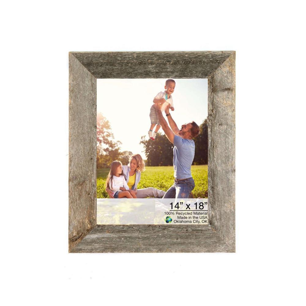 14x18 Natural Weathered Grey Picture Frame with Plexiglass Holder - 380281. Picture 1