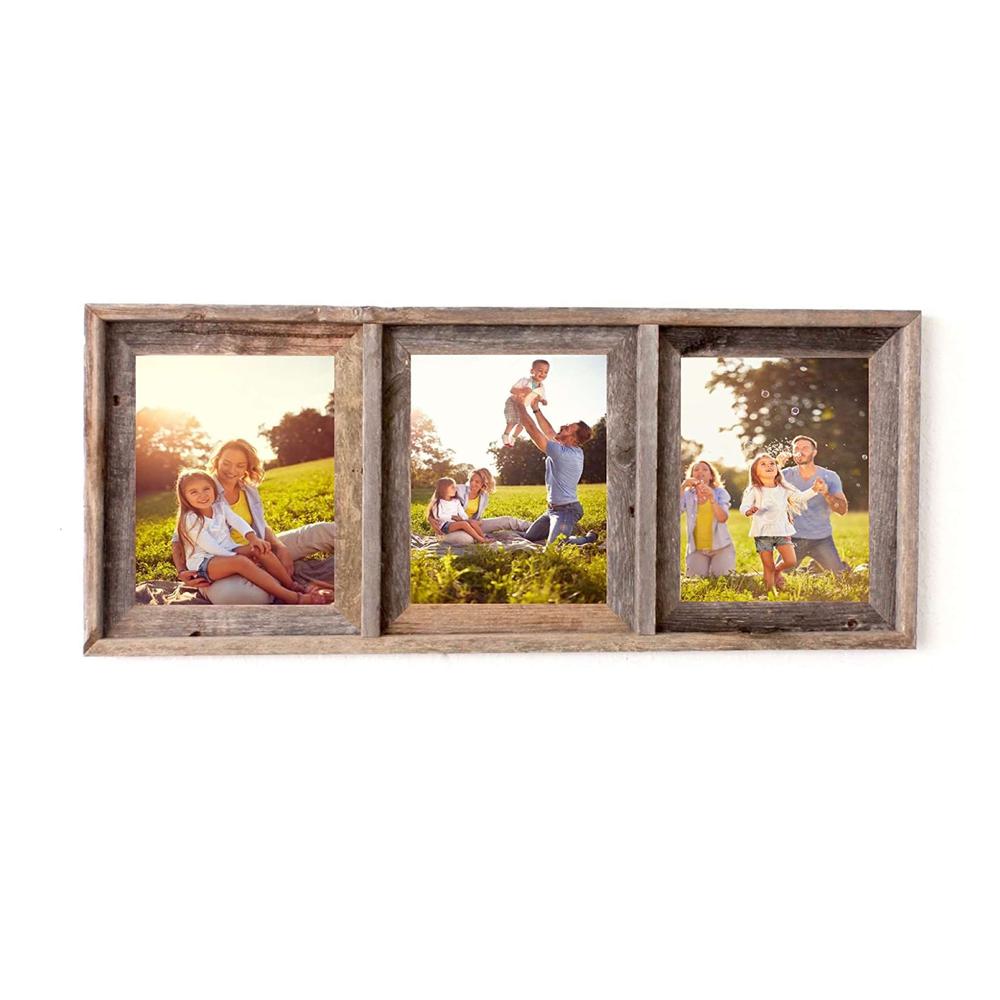 3  8x10 Rustic Weathered Grey Picture Frame with Plexiglass Holder - 380291. Picture 1
