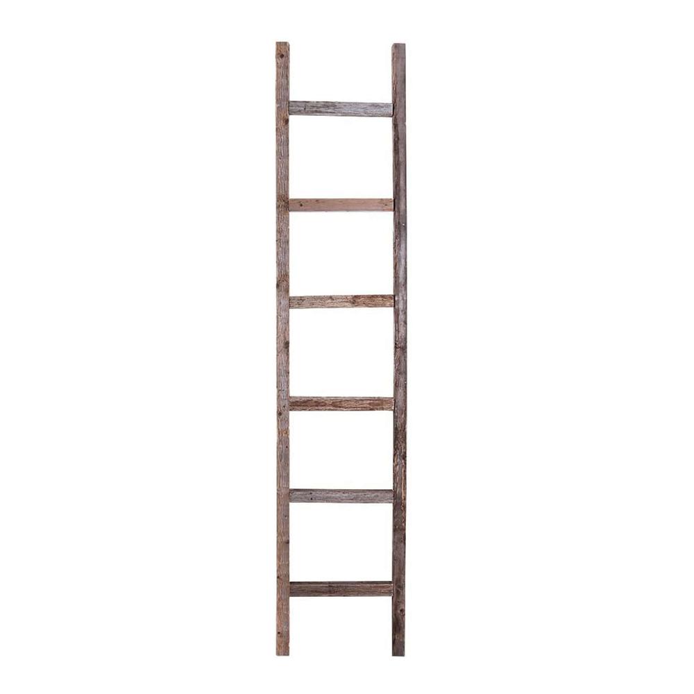 7 Step Rustic Weathered Gray Wood Ladder Shelf - 380332. Picture 2