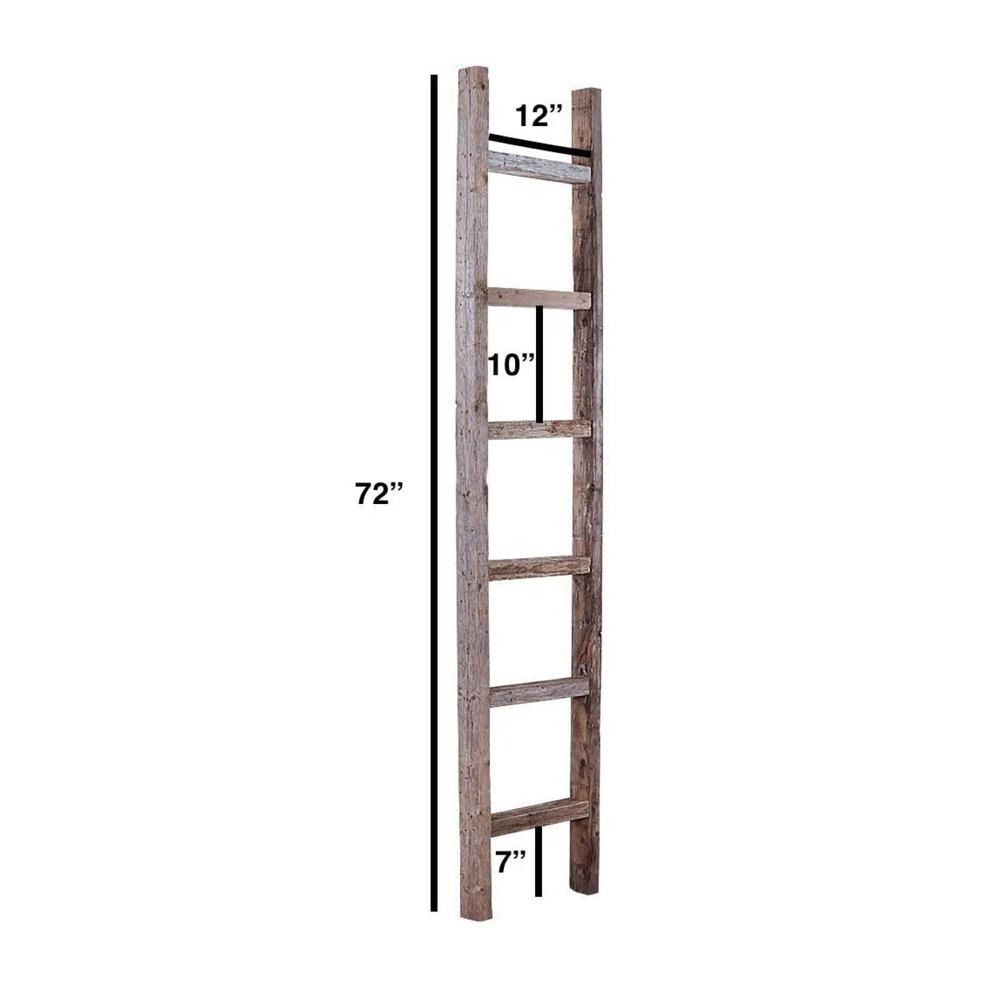 7 Step Rustic Weathered Gray Wood Ladder Shelf - 380332. Picture 3