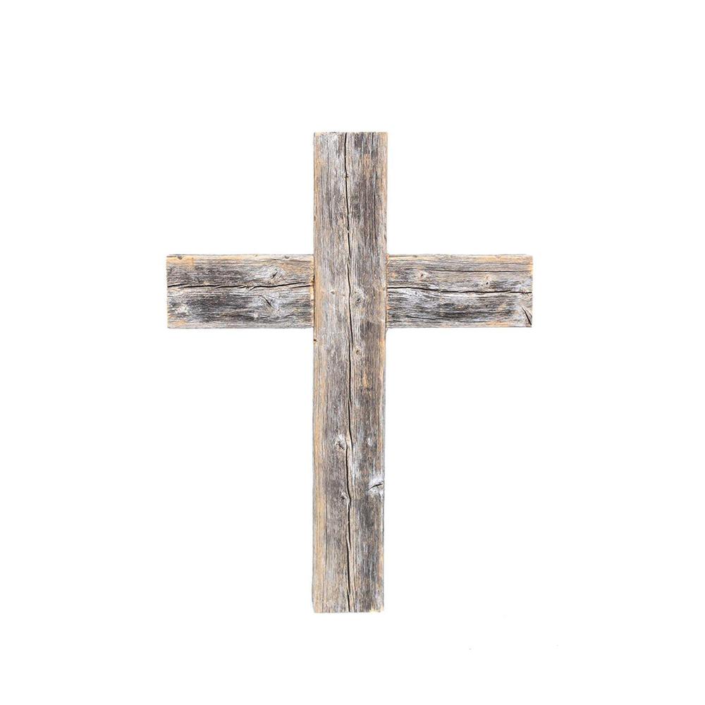 Rustic Weathered Grey Reclaimed Wood Cross Decoration - 380343. Picture 2