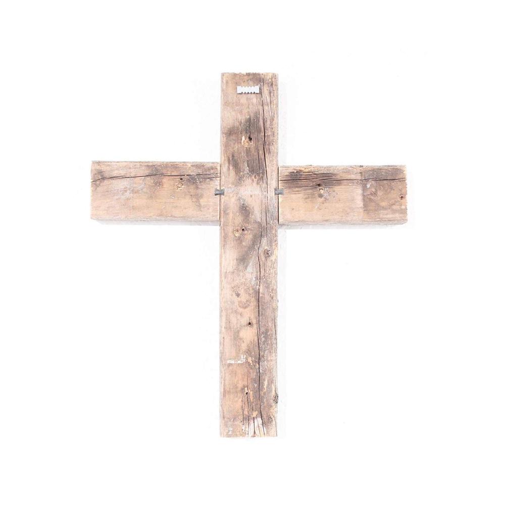 Rustic Weathered Grey Reclaimed Wood Cross Decoration - 380343. Picture 4