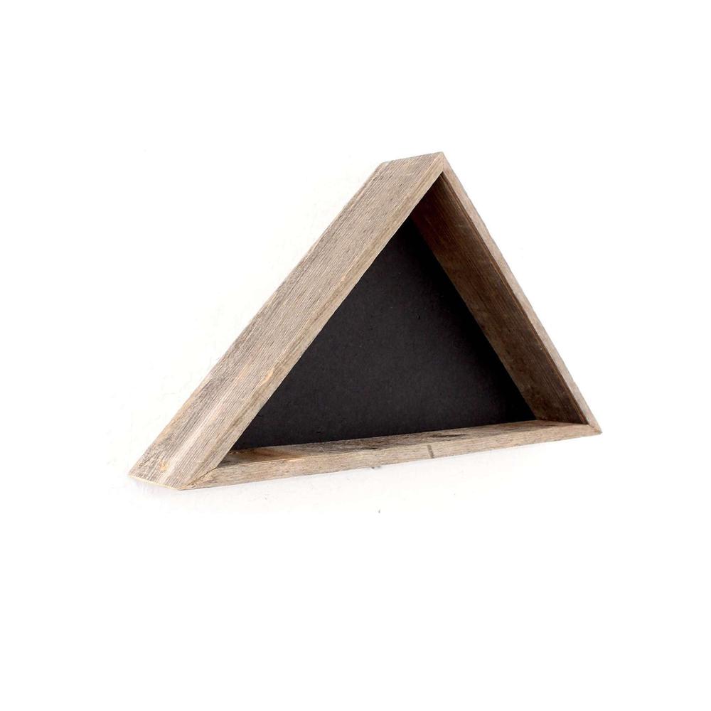 Rustic Weathered Grey Reclaimed Wood Triangle Wooden Display Flag Case - 380344. Picture 2