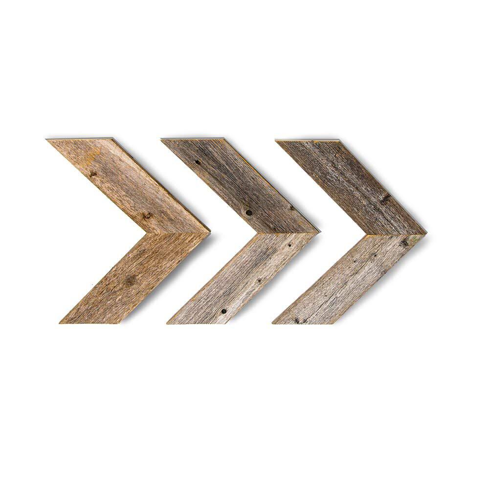 Set of 3 Rustic Weathered Grey Wood Chevron Arrow - 380346. The main picture.