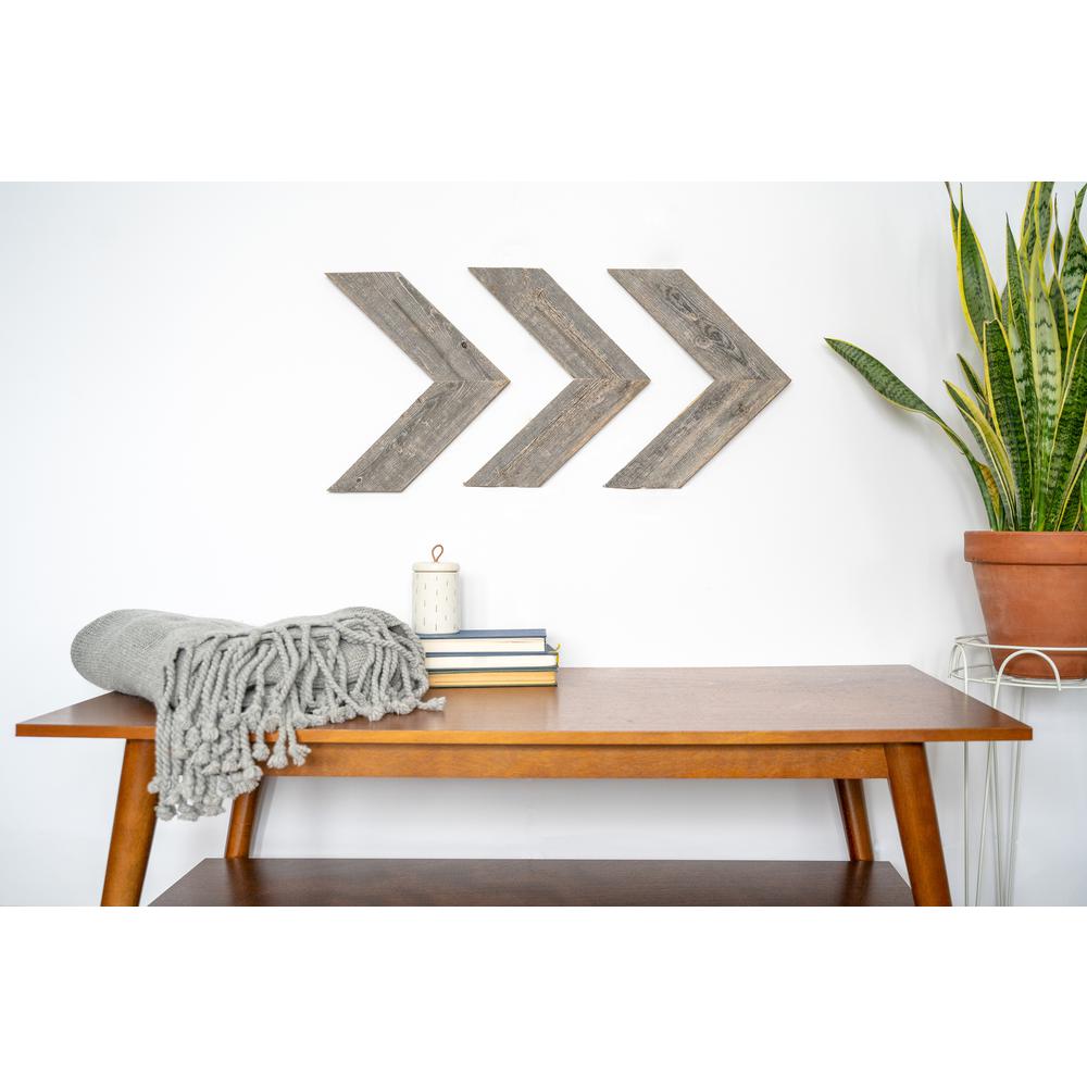 Set of 3 Rustic Weathered Grey Wood Chevron Arrow - 380346. Picture 2