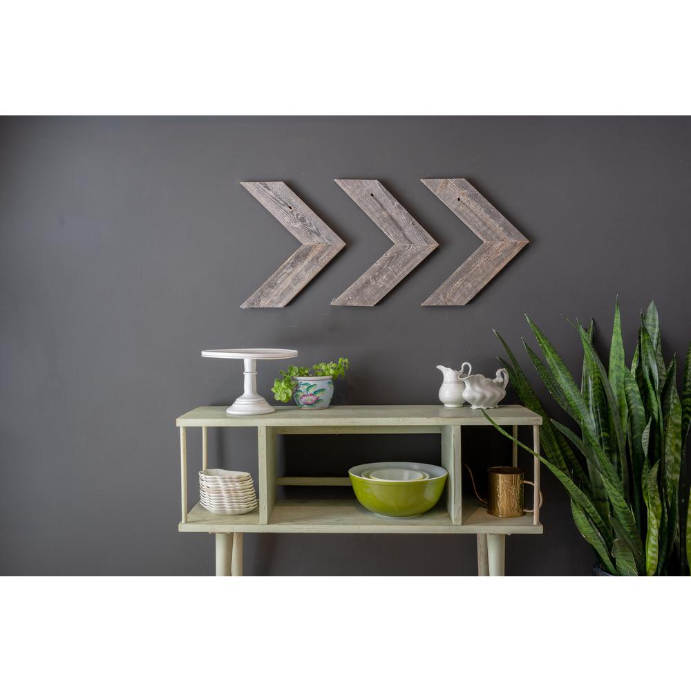 Set of 3 Rustic Weathered Grey Wood Chevron Arrow - 380346. Picture 4