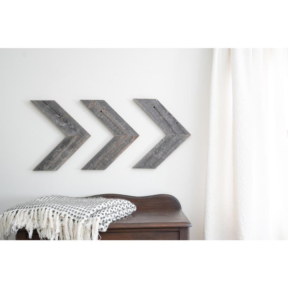 Set of 3 Rustic Weathered Grey Wood Chevron Arrow - 380346. Picture 5
