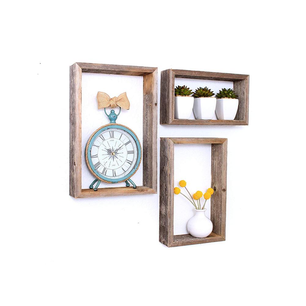 Rustic Farmhouse Set of 3 Rectangle Shadow Box Shelves - 380355. The main picture.