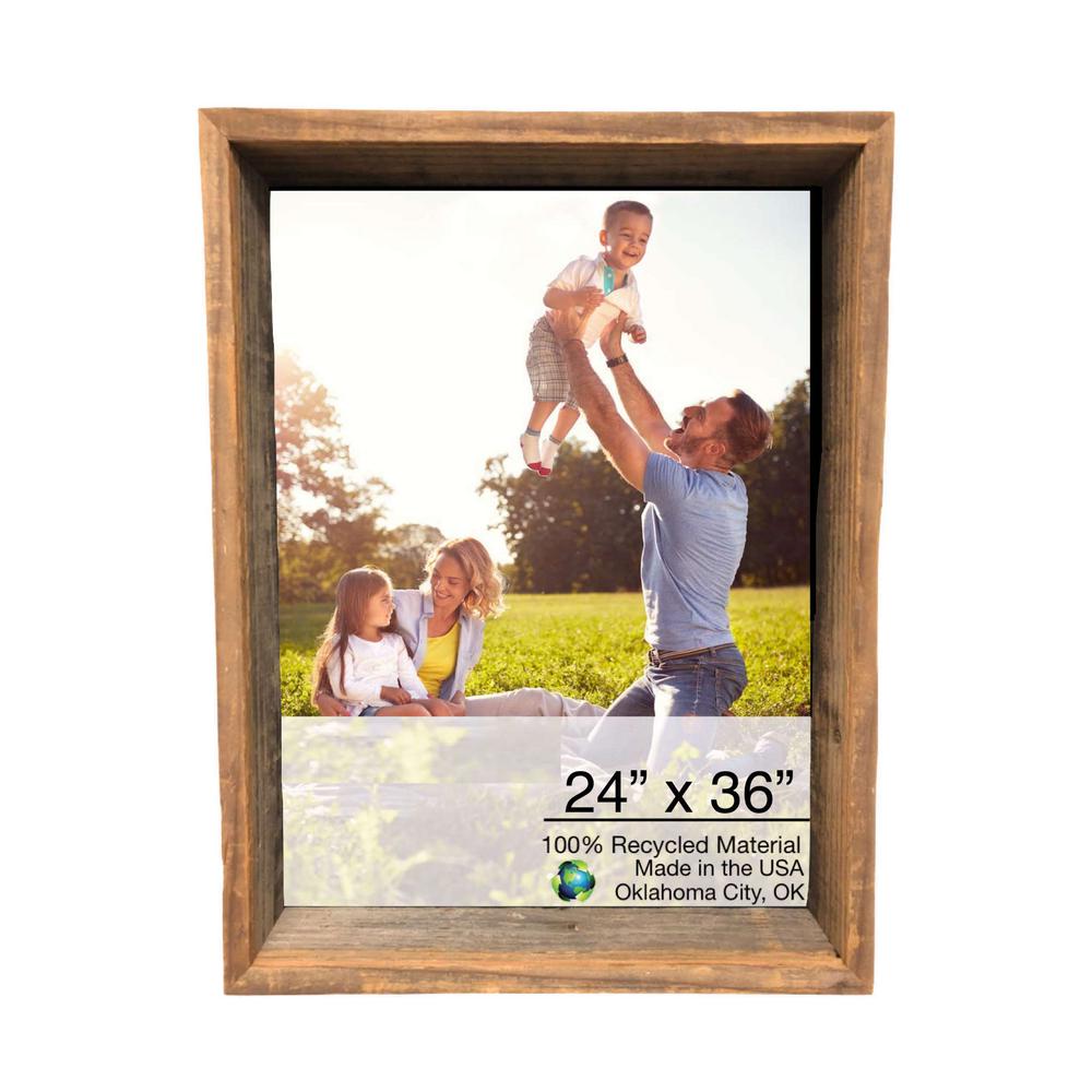 24x36 Rustic Weathered Grey Box Picture Frame with Hanger - 380364. Picture 1
