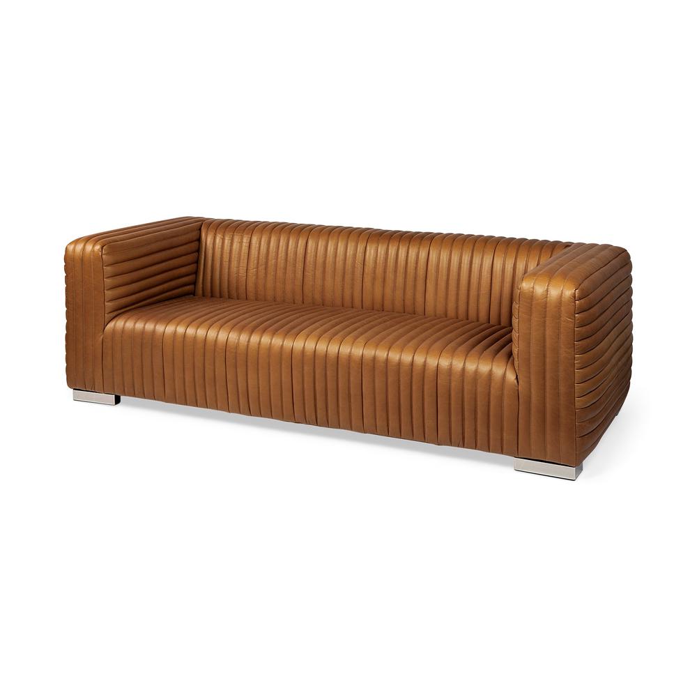 Cognac Leather Wrapped Three Seater Sofa - 380388. Picture 1