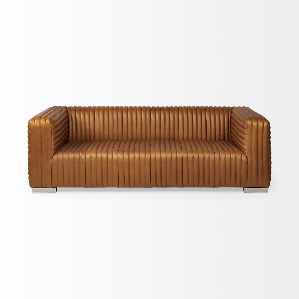 Cognac Leather Wrapped Three Seater Sofa - 380388. Picture 2