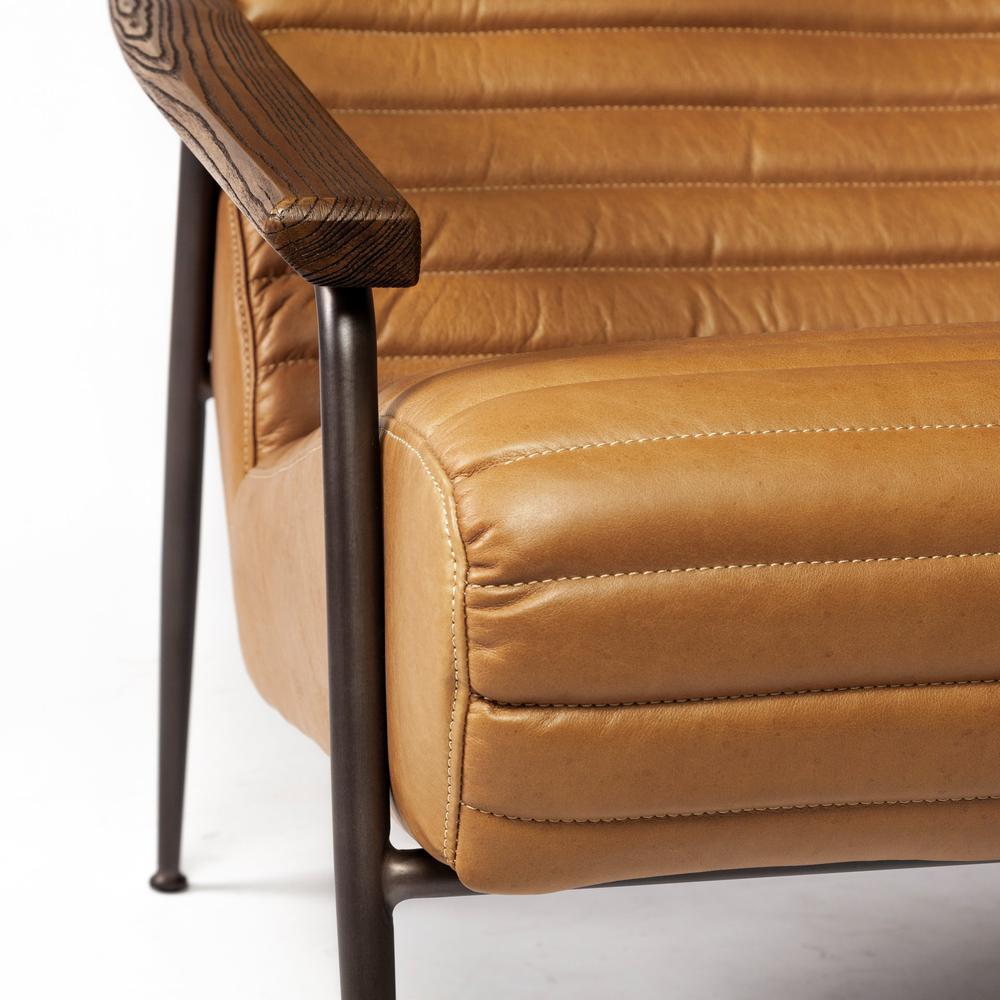 Tan Leather Wrap Accent Chair with Metal Frame - 380389. Picture 7