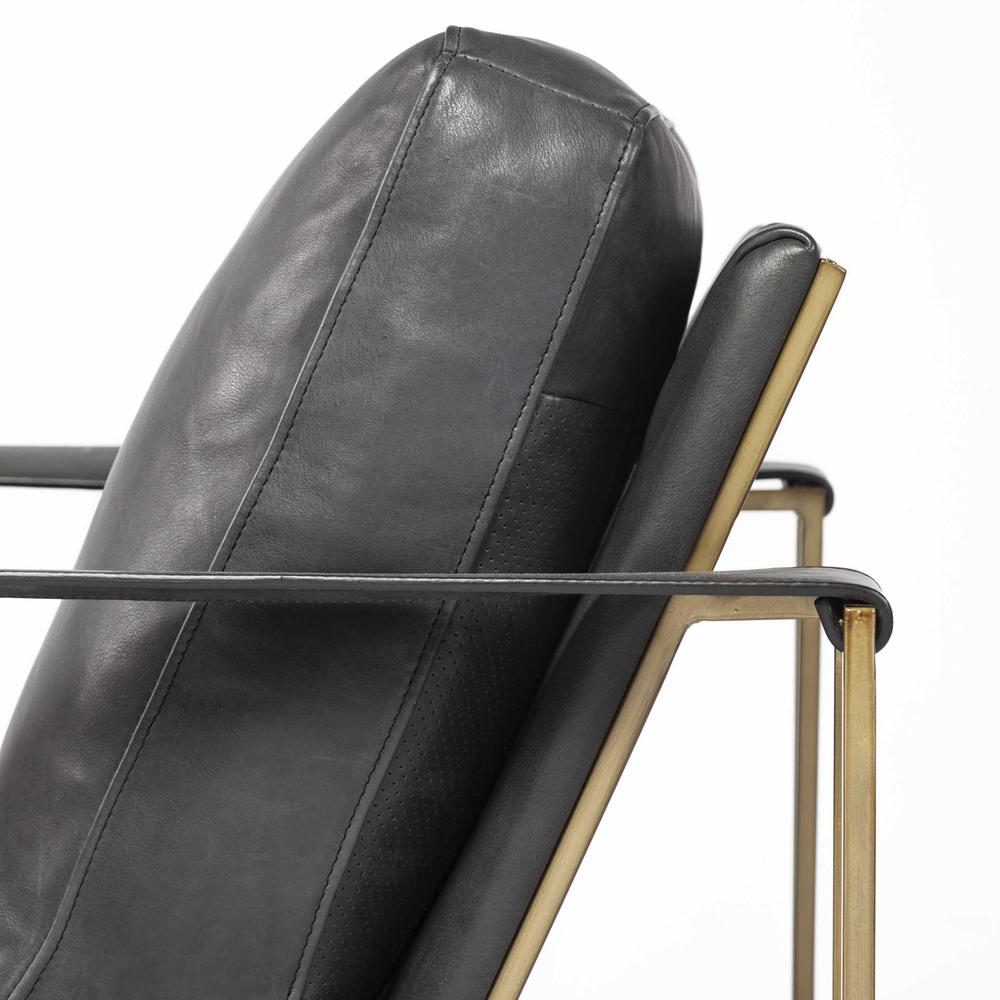 Black Leather Wrap Gold Accent Chair with Metal Frame - 380392. Picture 6