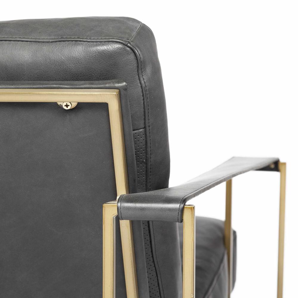 Black Leather Wrap Gold Accent Chair with Metal Frame - 380392. Picture 7