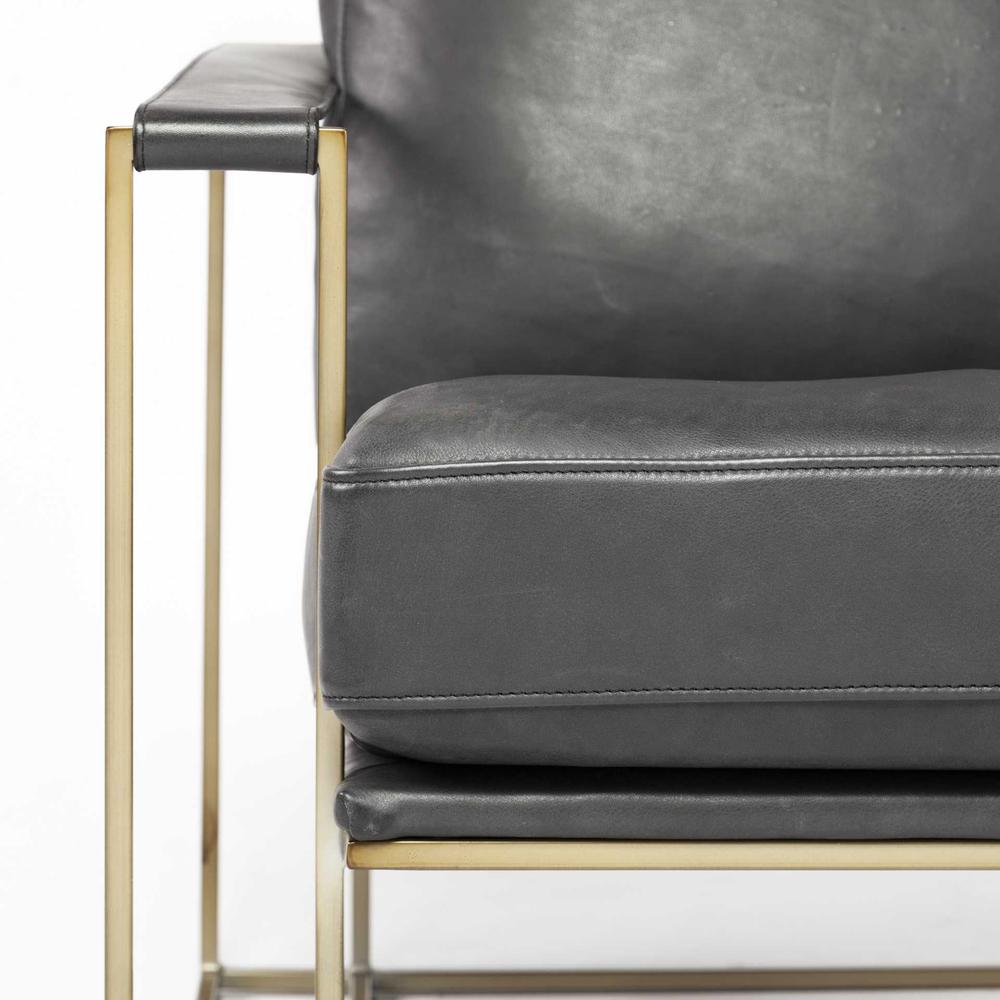 Black Leather Wrap Gold Accent Chair with Metal Frame - 380392. Picture 8