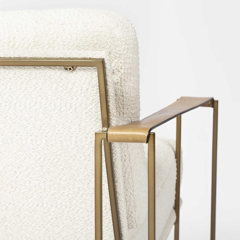 Cream Fabric Wrap Gold Accent Chair with Metal Frame - 380393. Picture 7