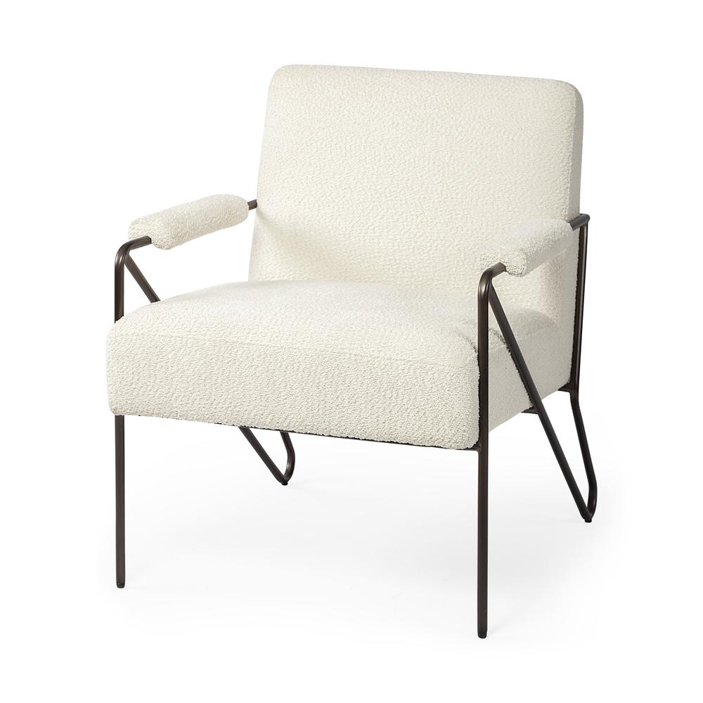 Off White Fabric Wrap Accent Chair with Metal Frame - 380394. Picture 1