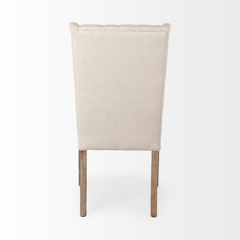 Cream Plush Linen Covering with Ash Solid Wood Base Dining Chair - 380400. Picture 4