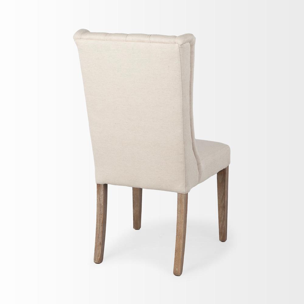 Cream Plush Linen Covering with Ash Solid Wood Base Dining Chair - 380400. Picture 5